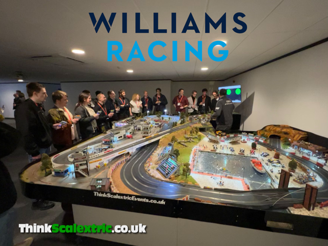 williams racing giant scalextric bespoke track build university event