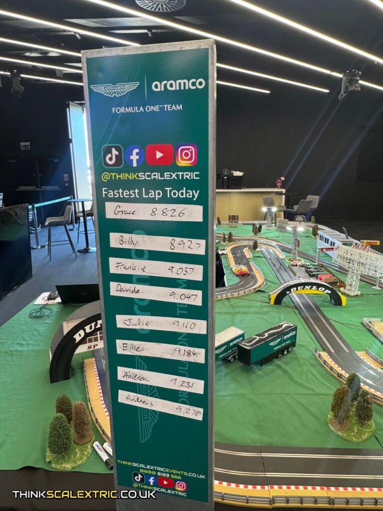 Aston Martin F1 Friends and Family Weekend Silverstone HQ April 2026 corporate giant scalextric event hire